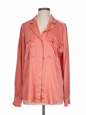 White House Black Market Coral Button-Front Blouse